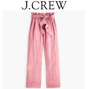 J crew Point Sur Pink Belted Paper bag Pants Trousers Wide Leg Relaxed Glinda